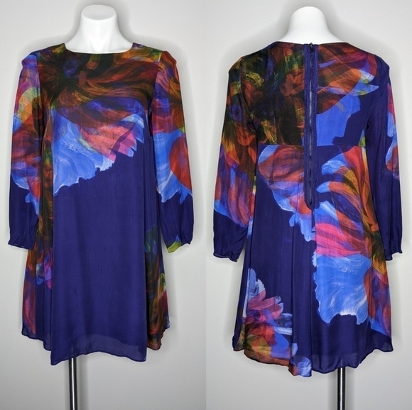 Anthro Leifsdottir silk abstract shift dress XS - Picture 2 of 9